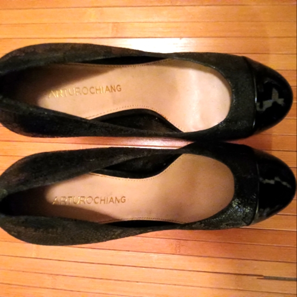Arturo Chang black high heel platform shoes